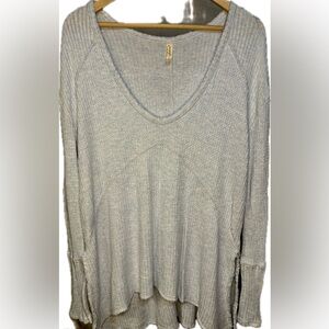 Free People - Light Blue Henley Long Sleeve - M